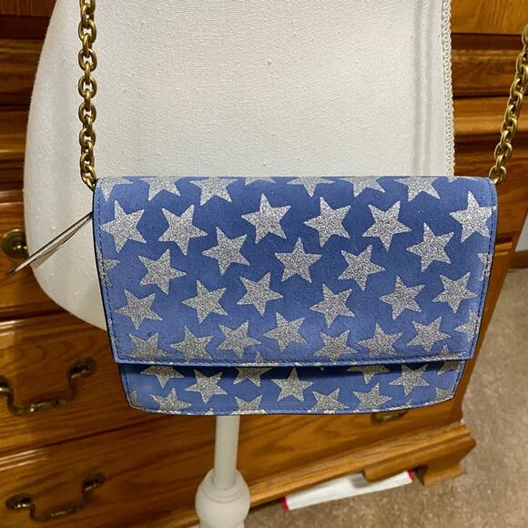 J.Crew Harrison Clutch Convertible Crossbody Bag Stars Glitter 4th of July NWT - Picture 3 of 16